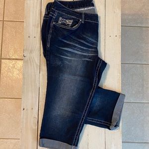 Amethyst Dark Wash Cuffed Jean Capris